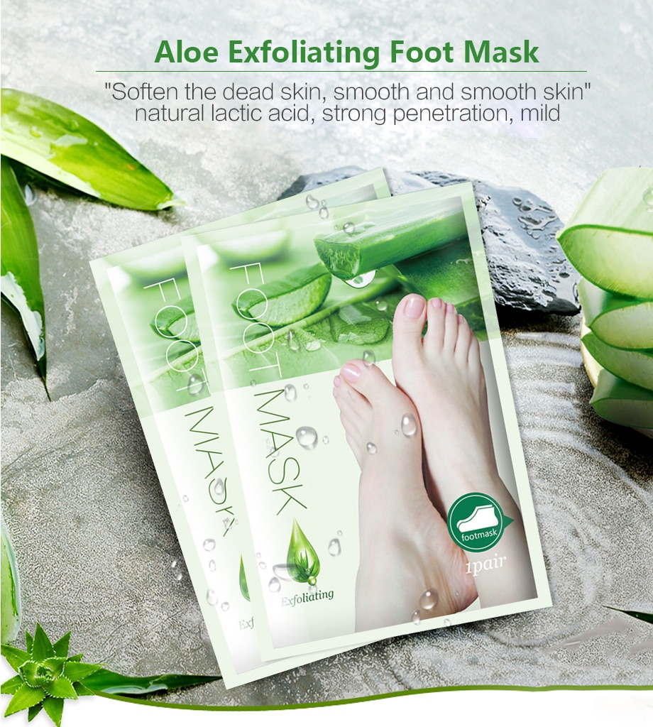 efero 2Pcs=1Pair Aloe Peeling Foot Mask for Legs Feet Mask Exfoliating Socks for Pedicure Anti Crack Heel Remove Skin Foot Patch