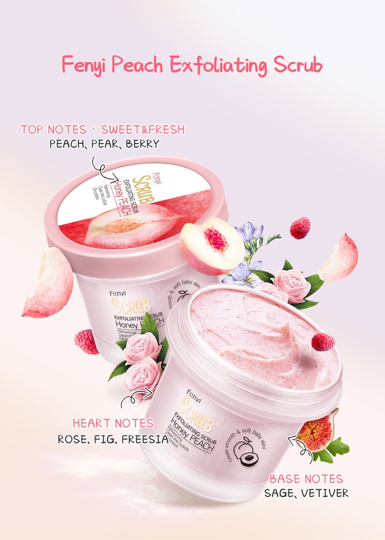 LAIKOU Peach Body Scrub Cream Face Scrub Deep Cleansing Skin Whitening Go Cutin Dead Skin Treatment Acne Moisturizing Body Care