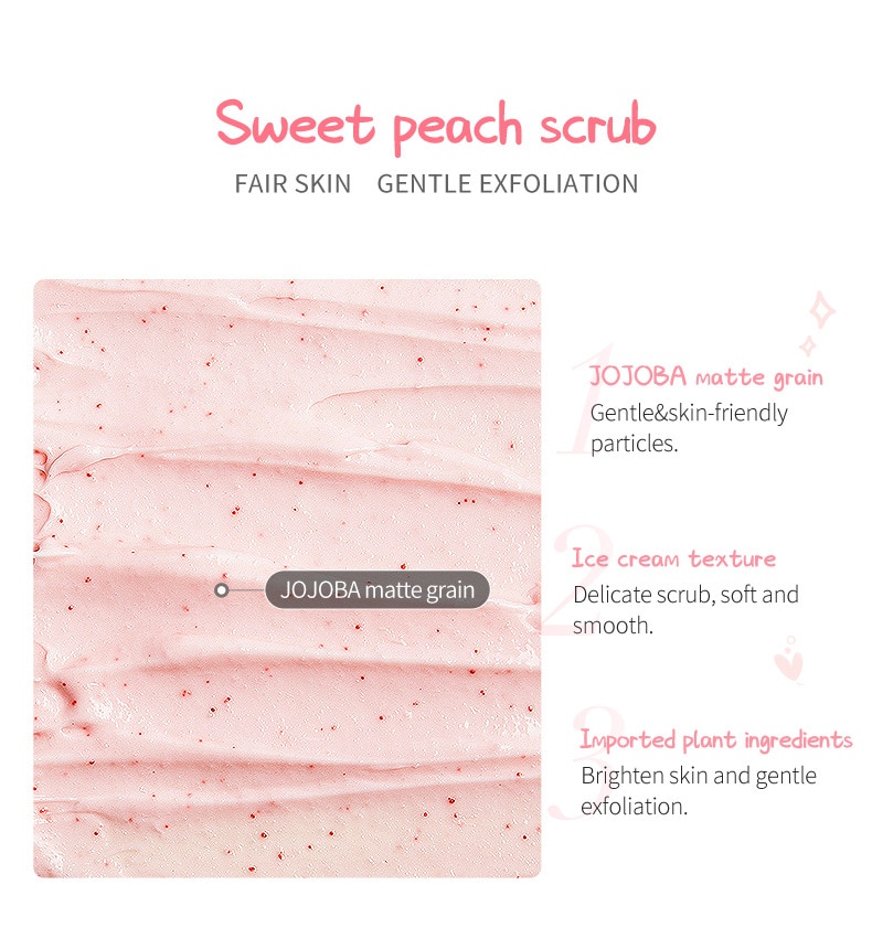 LAIKOU Peach Body Scrub Cream Face Scrub Deep Cleansing Skin Whitening Go Cutin Dead Skin Treatment Acne Moisturizing Body Care